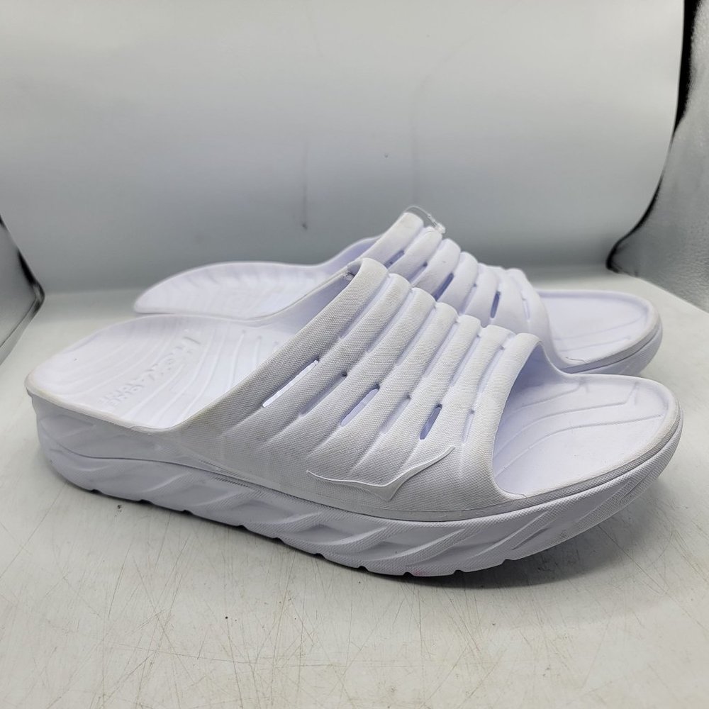 Hoka One One Ora Recovery Slide Mens 14 White Slip On Sandals Slippers